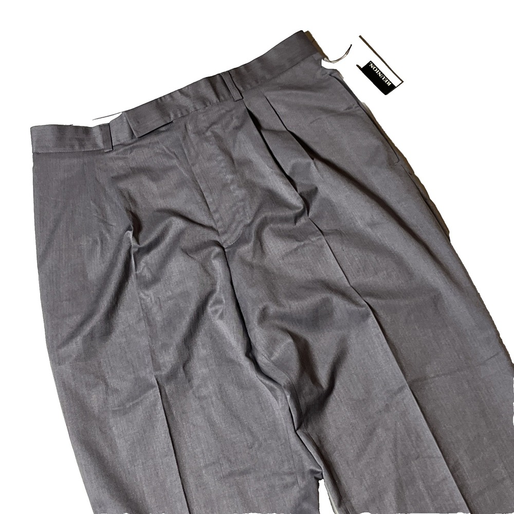 Reunion Menswear Pleated‎ Dress Pants Gray Feldspar Heather 36x32 Cuffed RI63404